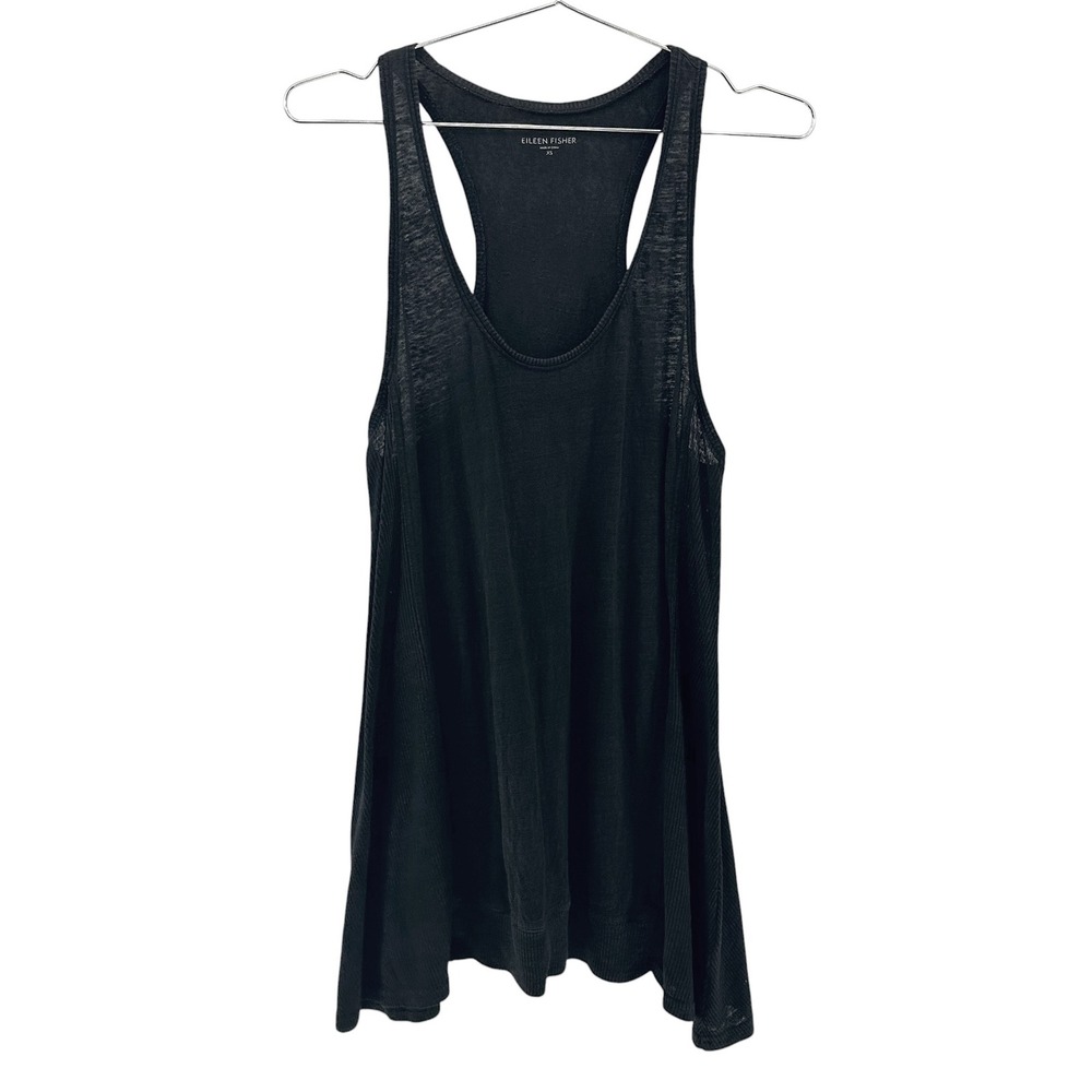 EILEEN FISHER 100% Linen Tunic Tank  / Mini Dress • XS • black • minimalist chic